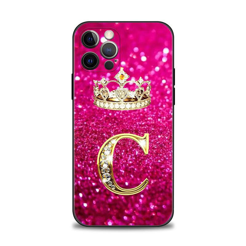 Golden Diamond King Crown Letters Case téléphonique