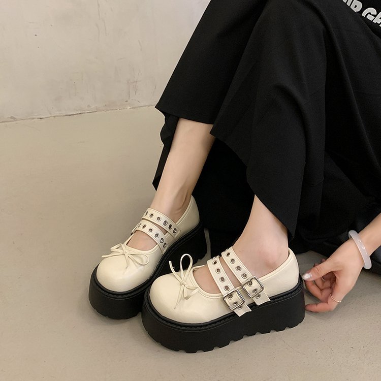 Retro Français Épaisseur Soled Shallow Bouche Chaussures Simples Pour Femmes Chaussures Mary Jane