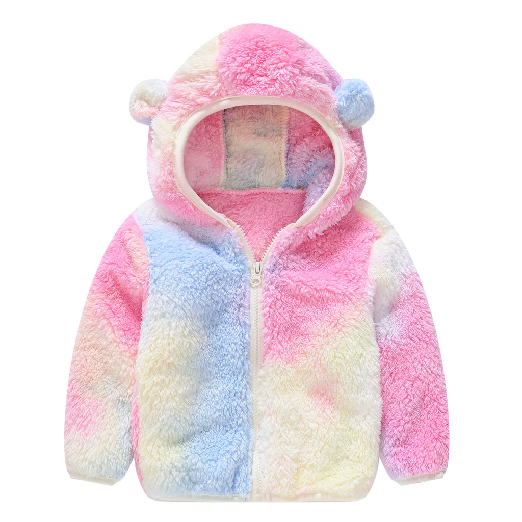 Manteau à capuche en couleur solide pour ours nouveau-né