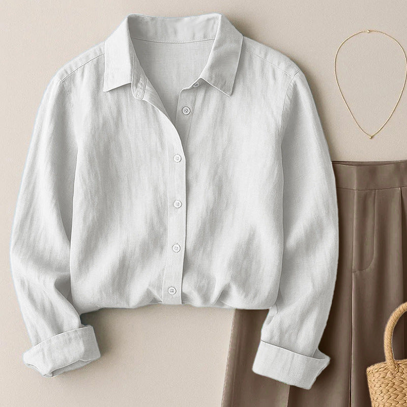 Chemise décontractée en couleur unie de style français