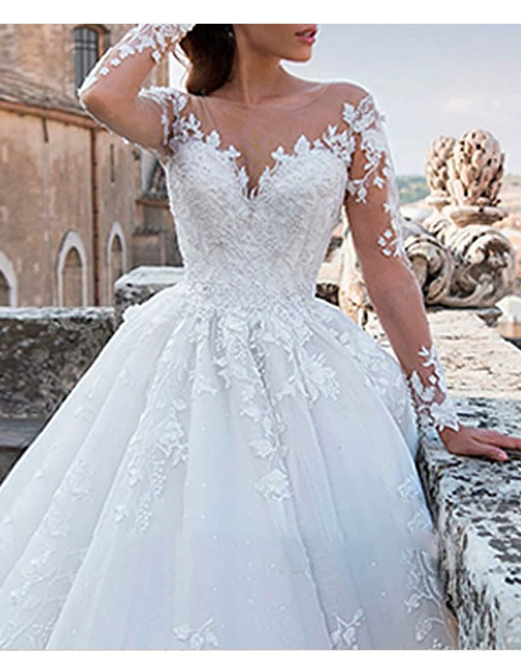 Robe à manches longues à col V mince rétro