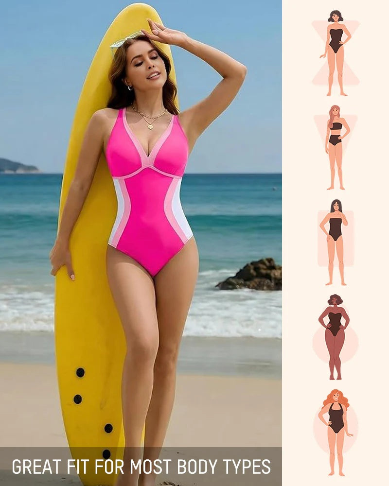 Couleur Bloc Tummy Control Maillot de bain monopièce