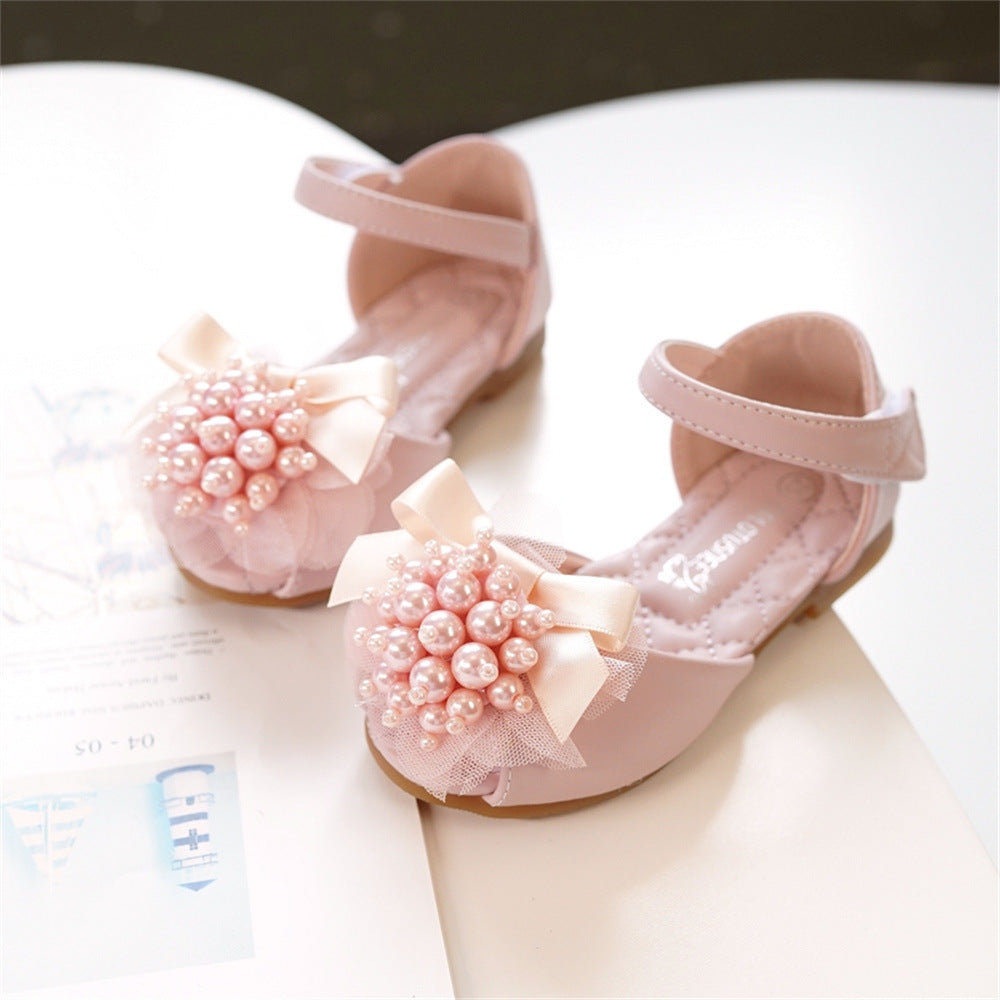 Princesse de filles Stylish Peep Toe Pearl Fleur Sandales de bas doux