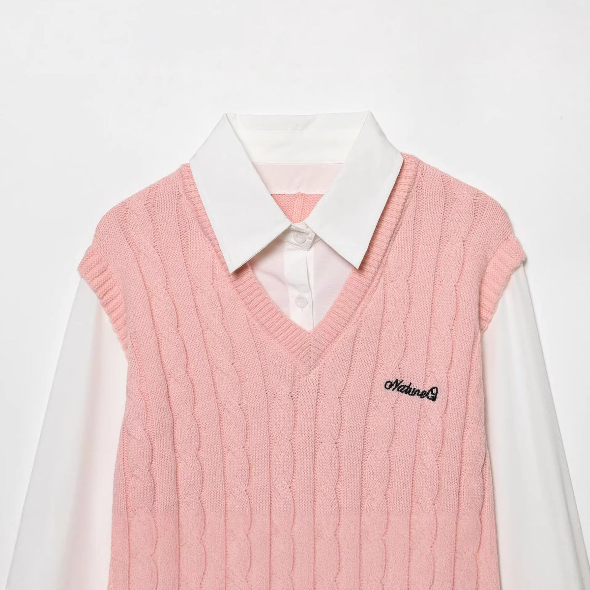 Stylish Minimalist Versatile Letter-broidered Patchwork Top