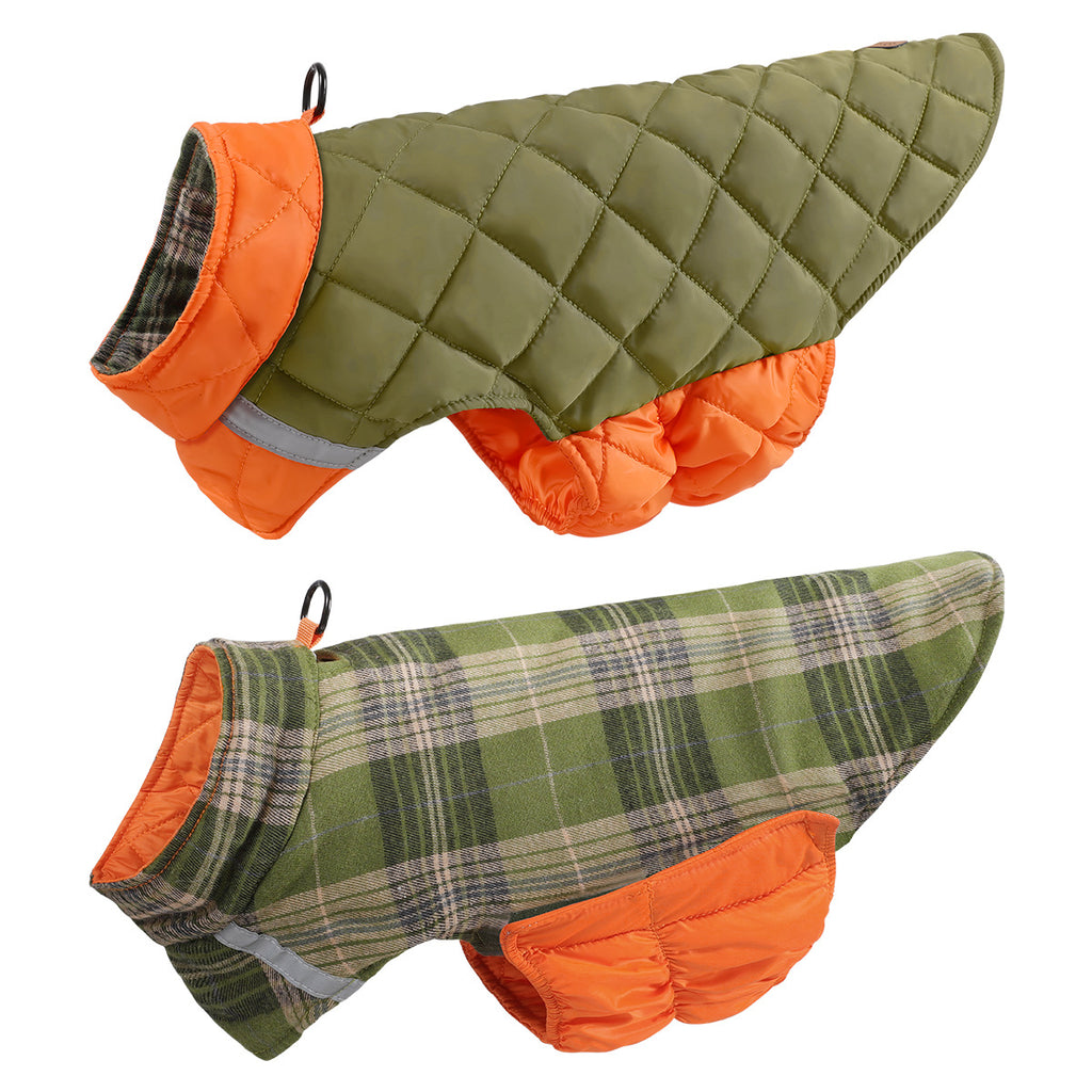 Vêtements de chien pour l'automneHiver Vêtements de chien à deux sides Reflective Plaid Dog Vest Pet Clot