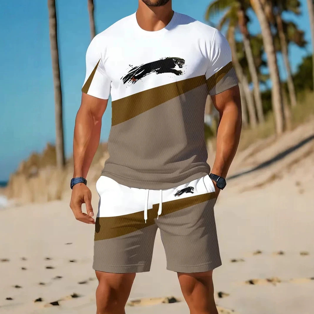 Ensemble de vêtements de sport occasionnels pour hommes avec T-shirts à col rond