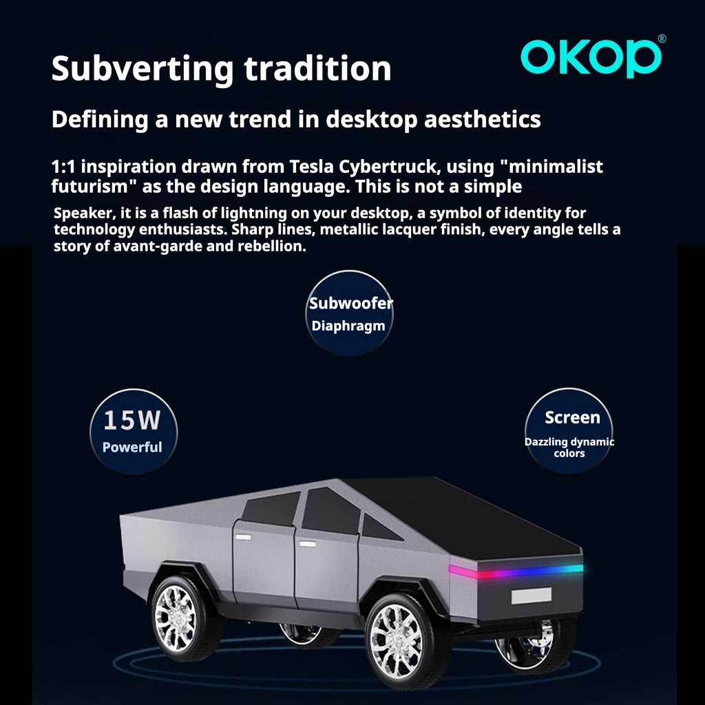 KP-828 Modèle de voiture Bluetooth haut-parleur Cyber Style avec fil d'écran couleur dynamique