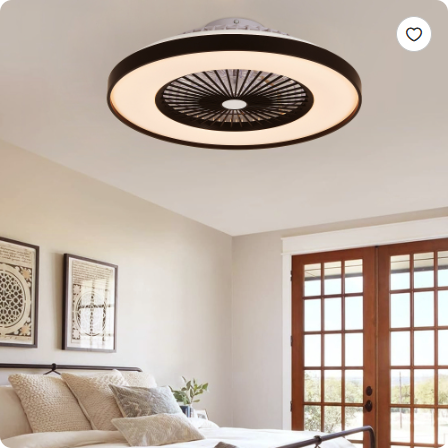 Éventail de plafond noir de 23 pouces avec LED RGB dimmable et changement de couleur
