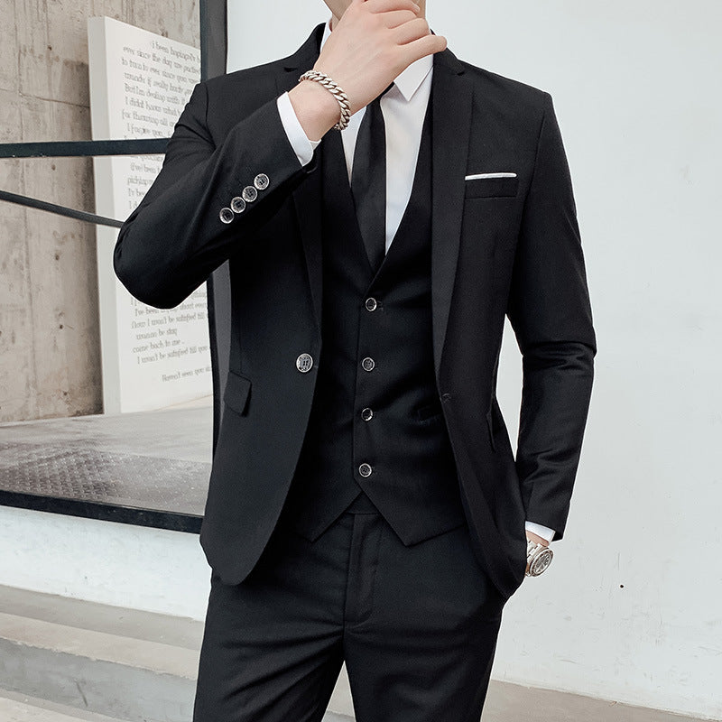 Hommes style coréen Slim-fit Business Ensemble de trois pièces