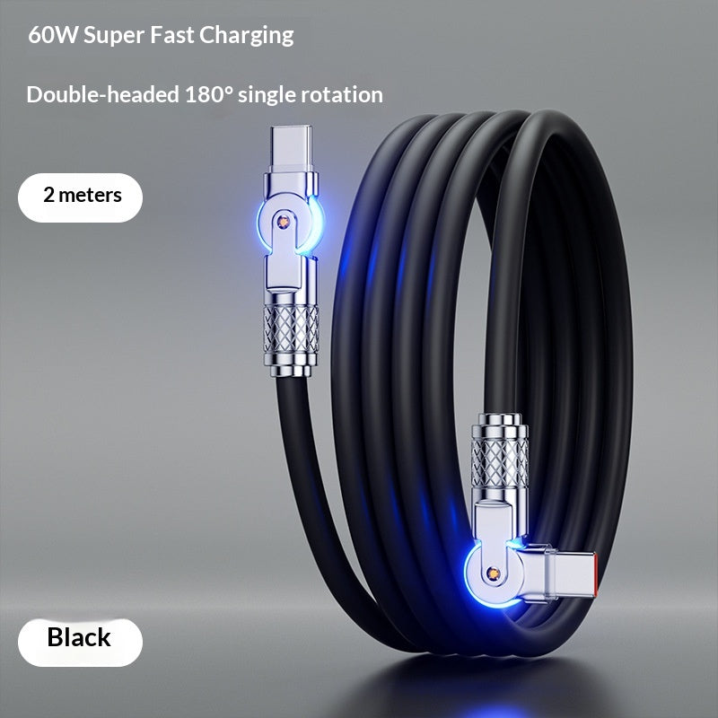 Gaming Dual-bend Rotating PD Câble de données de recharge rapide