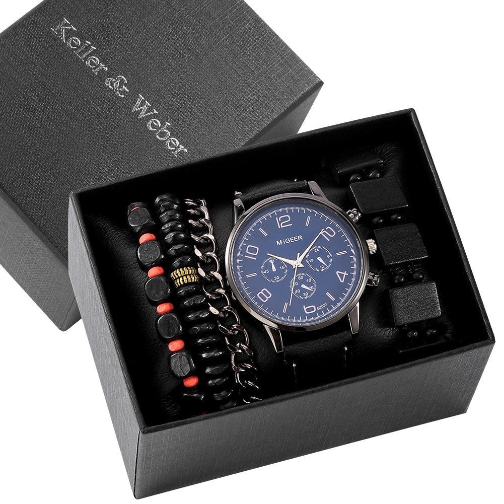 Boîte cadeau pour hommes Set montre Fashion Watch Bracelet Set Quartz