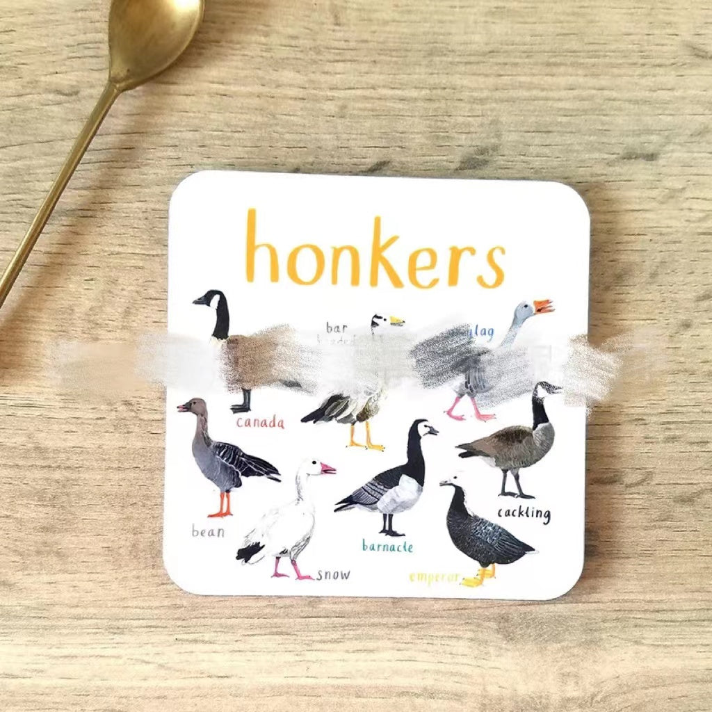 Sous-verres de pun d'oiseau Fun Square Boissons sous-verre pour enfants Tapis de coupe en bois et PVC Accueil Kitch