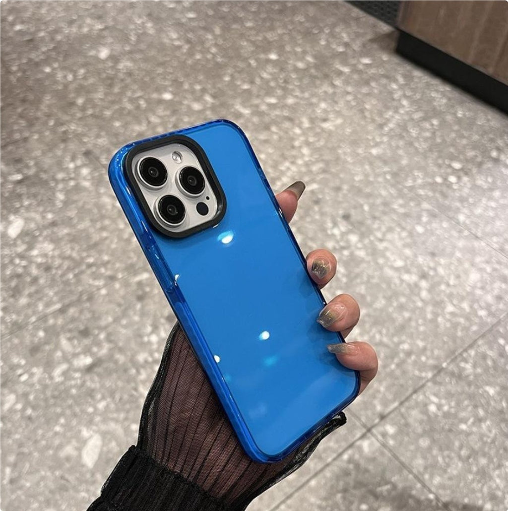 Color-Block Macaron Shatterproof Transparent Phone Case