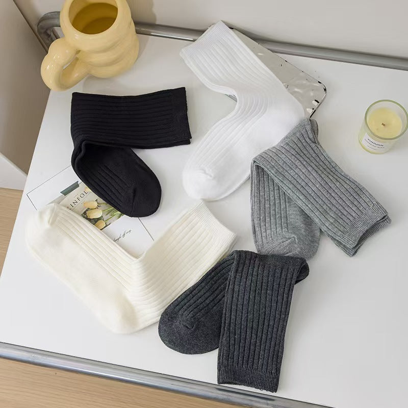 Chaussettes longues en coton de couleur solide pour l'automne Et l'hiver