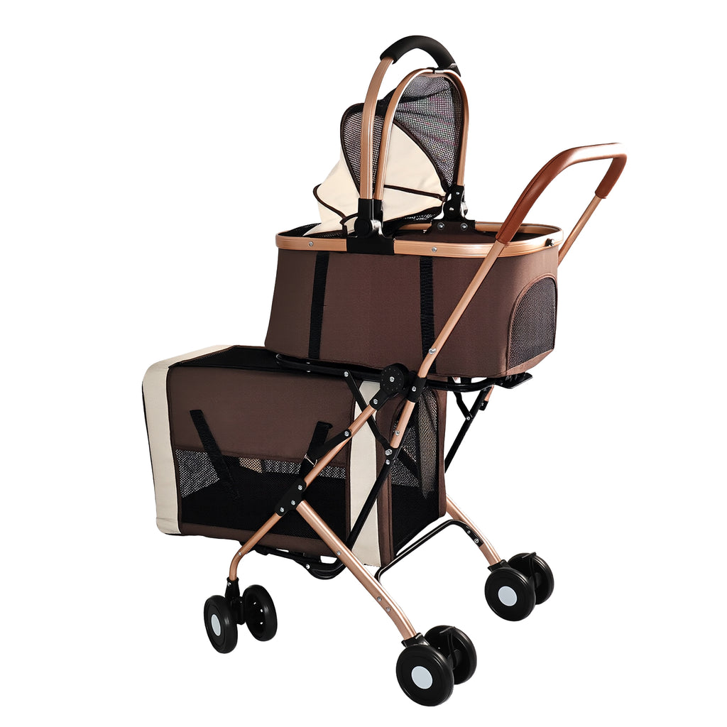 Poussette double pour chiens et chats