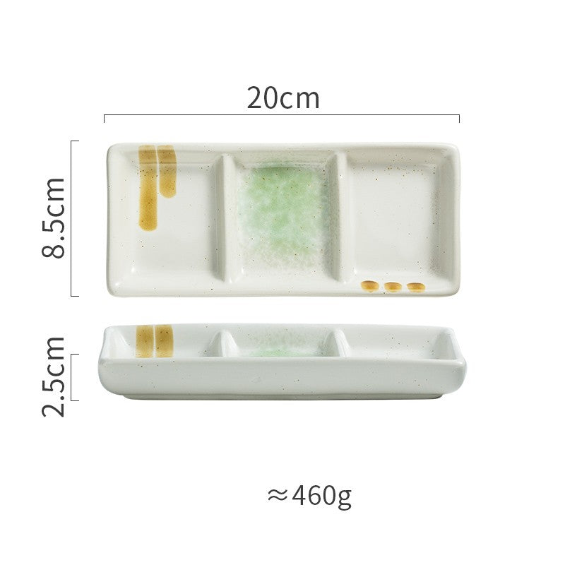 Japonais Trois Grille Assaisonnement Dish Avec Matériau Dipping Céramique Dish