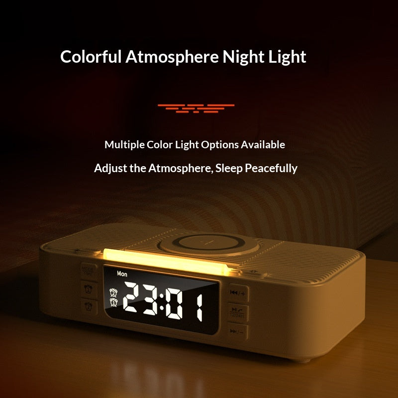 Lumière de nuit ambiante de recharge sans fil avec haut-parleurs Bluetooth double