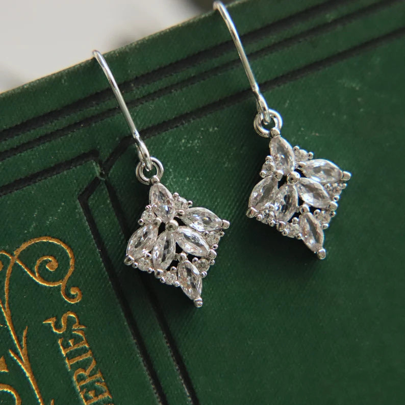 Boucles d'oreilles Zircon-Inlaid Vintage