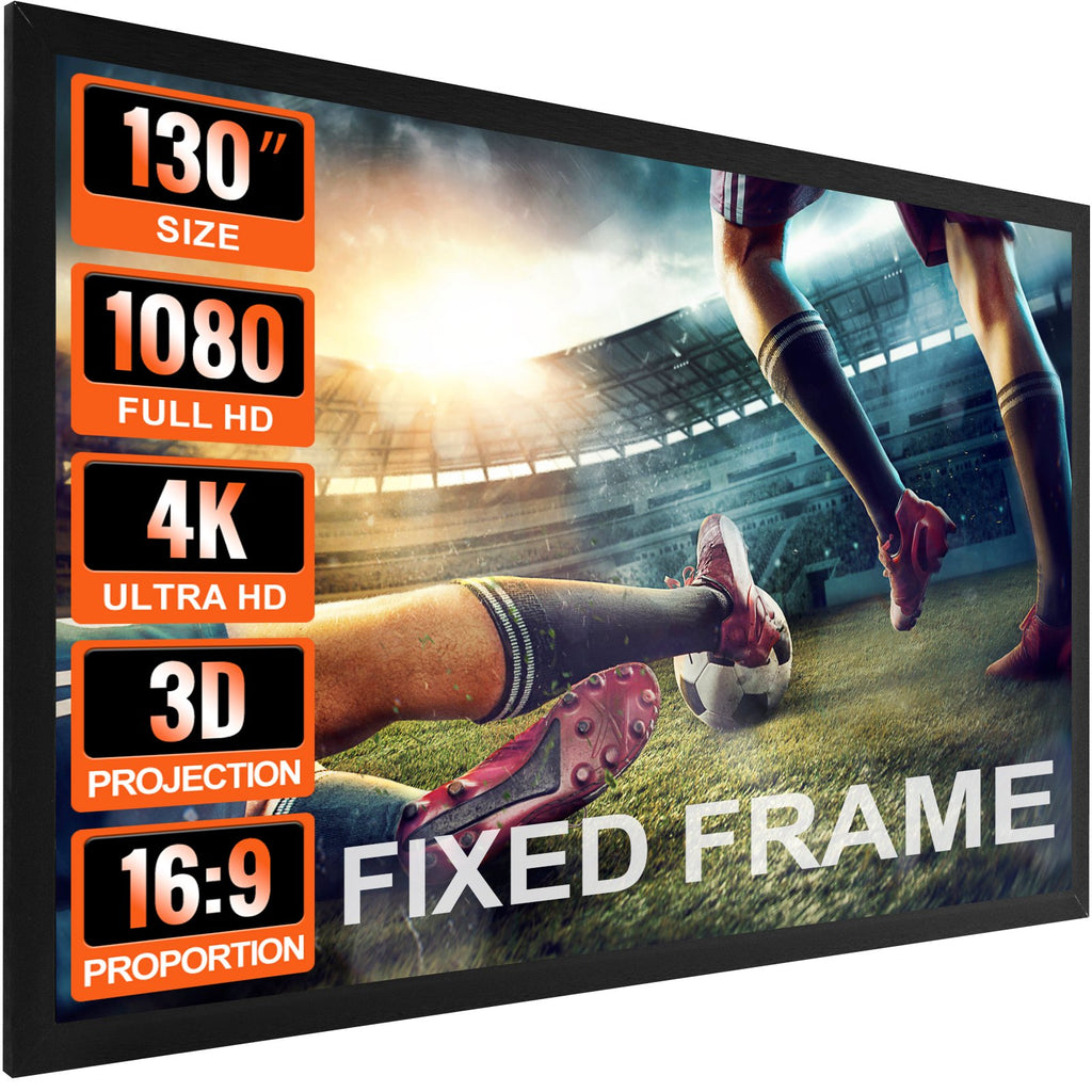 Projecteur Écran fixe 130inch Diagonal 16:9 Projecteur de film écran 4K HD avec Alumi