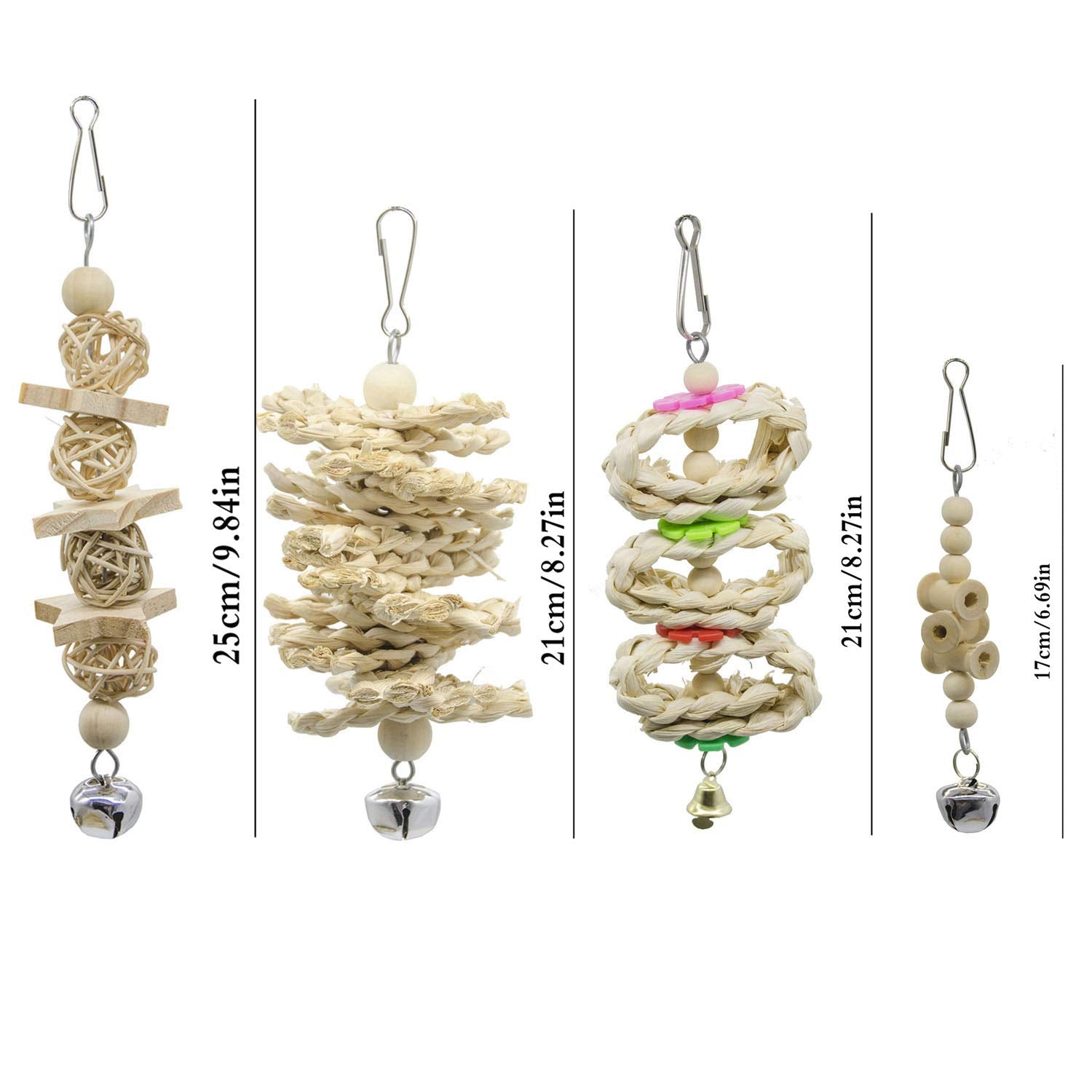 7 Packs Oiseau Swing perroquet Jouets d'échouement-Hanging Bell Bird Cage Jouets de jeu