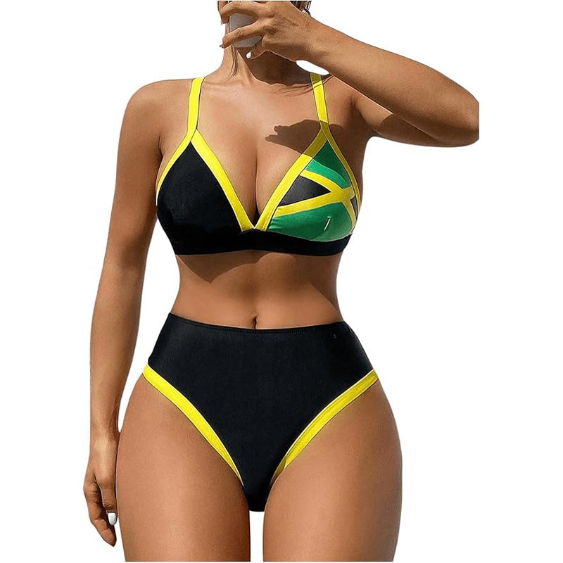 Ensemble de bikini Triangle de bloc de couleur pour femmes