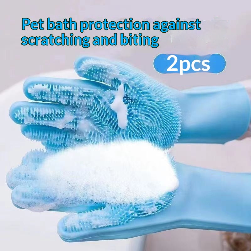 Gants de bain portatifs pour animaux domestiques anti-rayure et anti-Bite
