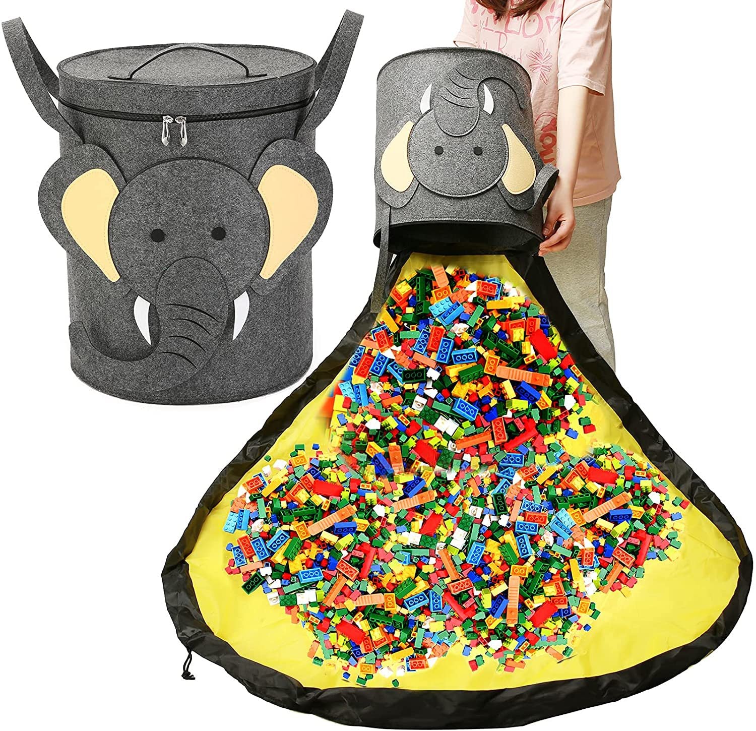 Sac de rangement feutre Toy Play Mat 2 en 1 Pull Rope