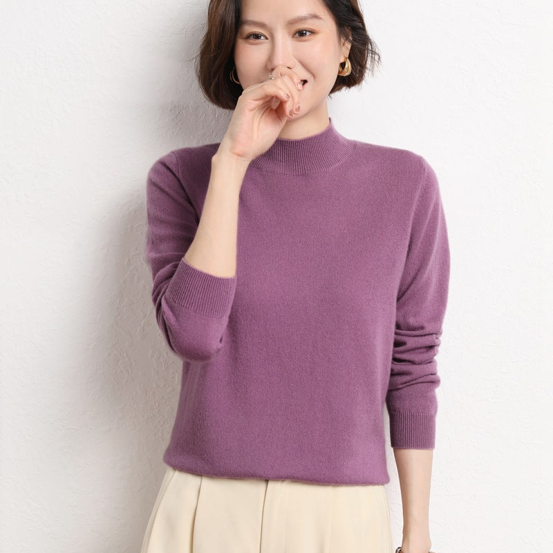 Patchwork à manches longues Sweater Femmes Core-Spun Fil tricoté Top Loose-Fit Fondage tricoté Top