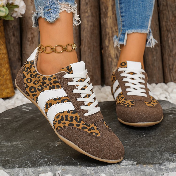 Cross Border Leopard Print Couleur Bloqué Allemand Chaussures de formation pour femmes