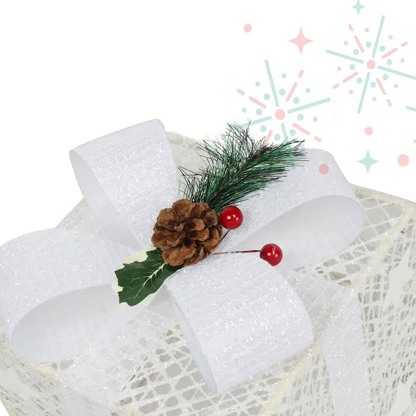 3pcs carré ABS plastique Rack Garden Festive Décoration LED60 lumière chaud blanc coton léger