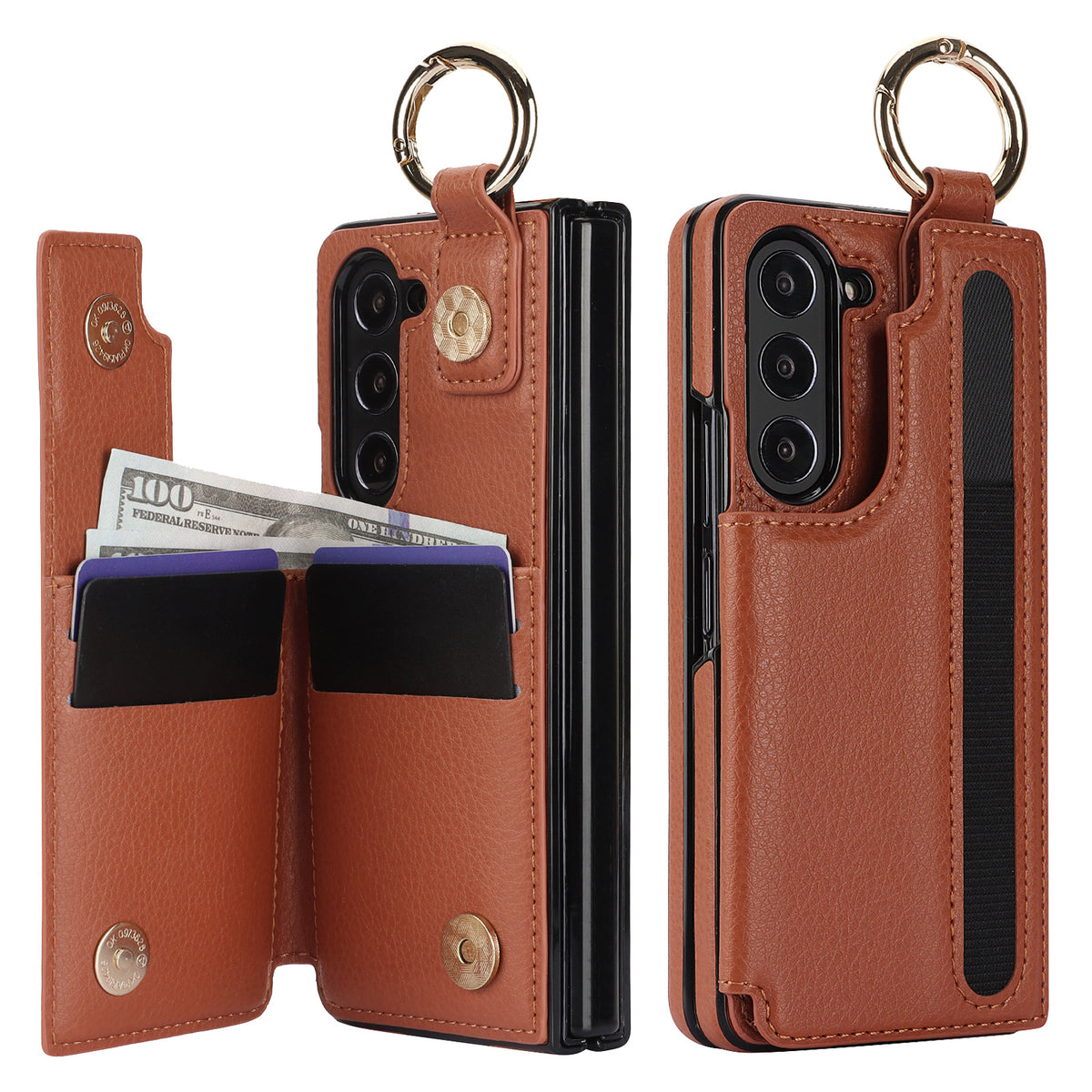 Simple Fente de stylo pliant cas téléphone en cuir