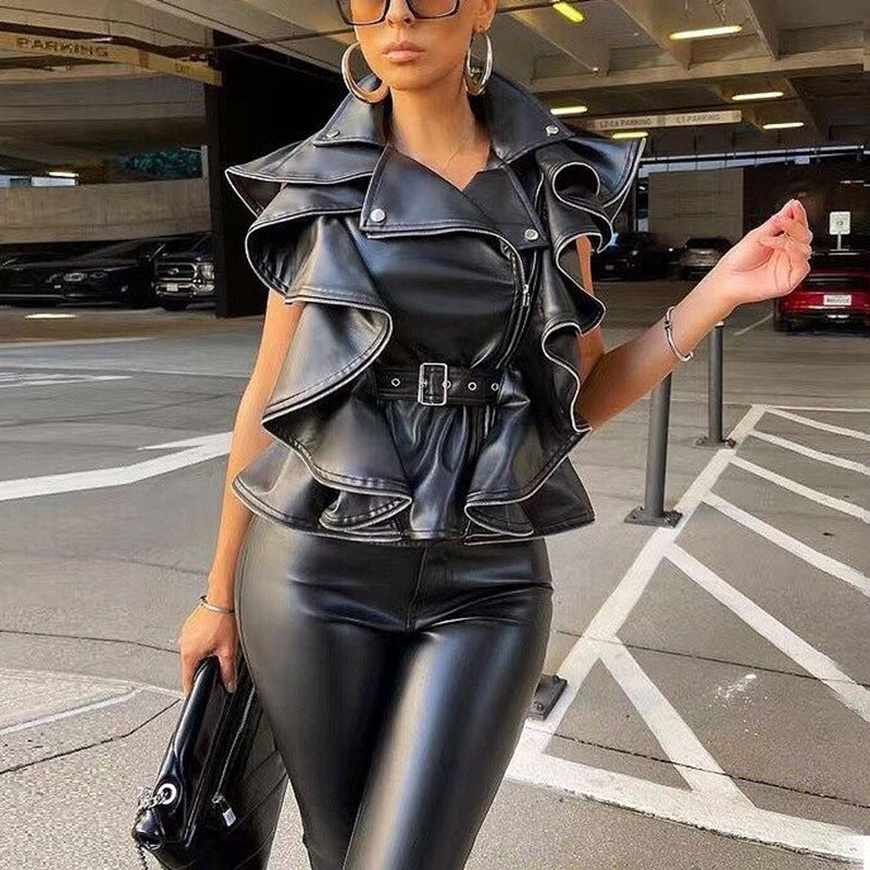 Manteau de peau de mouton en cuir Veste de travail lourd