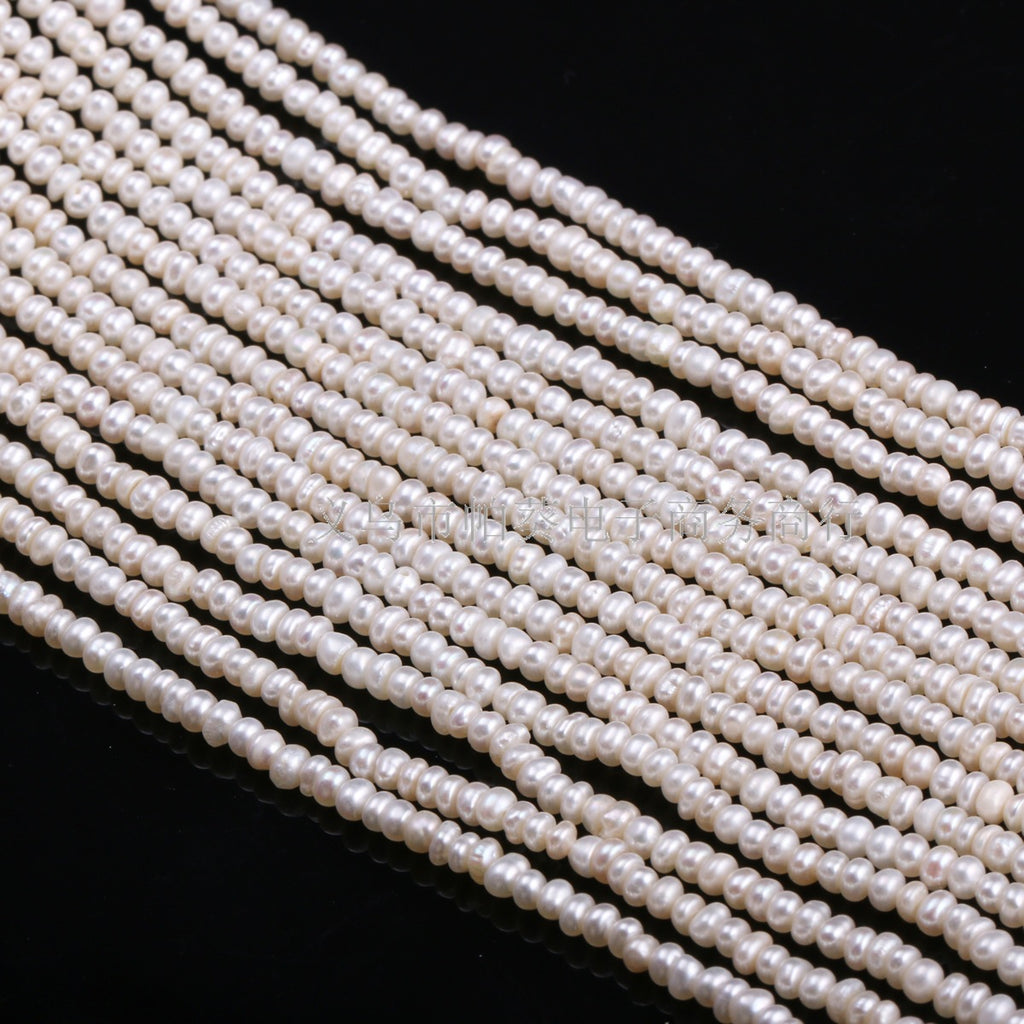 Perles rondes plates d'eau douce naturelles exquises