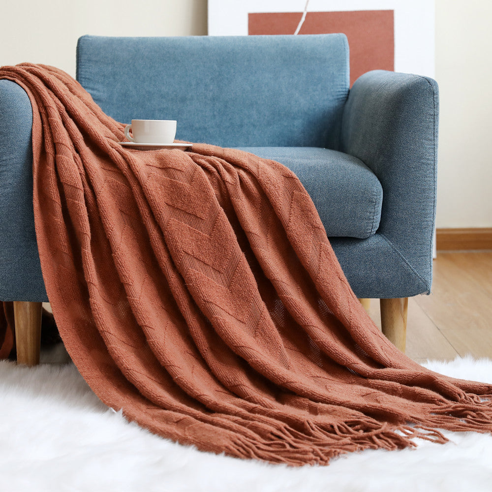 Canapé Couverture Herringbone tricoté bureau climatisation Nap couverture