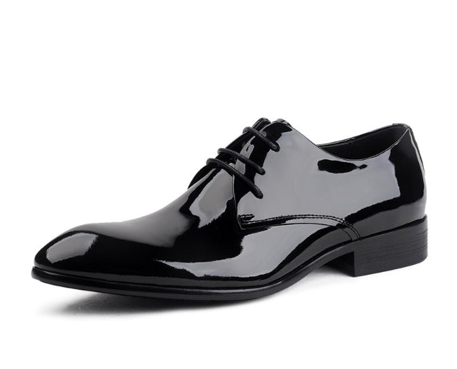 Cuir Dentelle-up Glossy Chaussures de mariage Cuir Pointé-orteil
