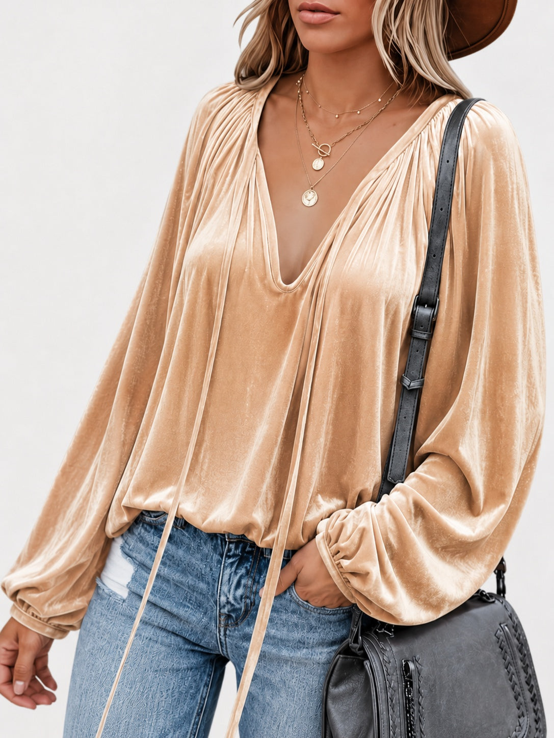 Lace V-neck business shirt
