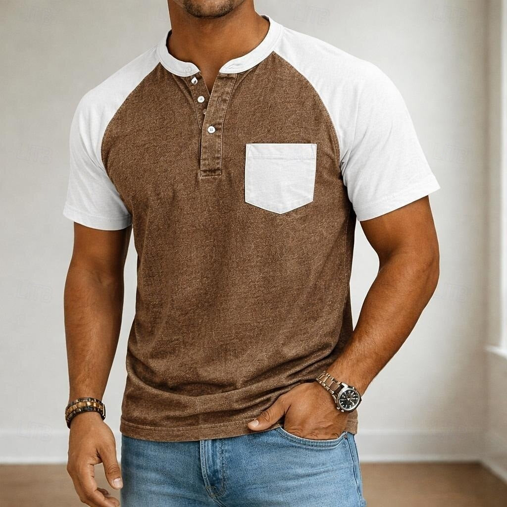 Men's polo shirt with a classic Henley collar