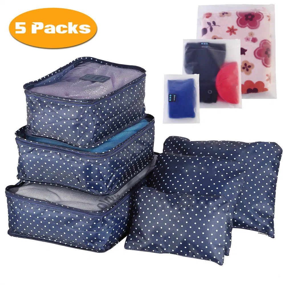 9Pcs Set Sacs de rangement Sacs de voyage résistant à l'eau Organisateur de bagages Vêtements Emballage Cu