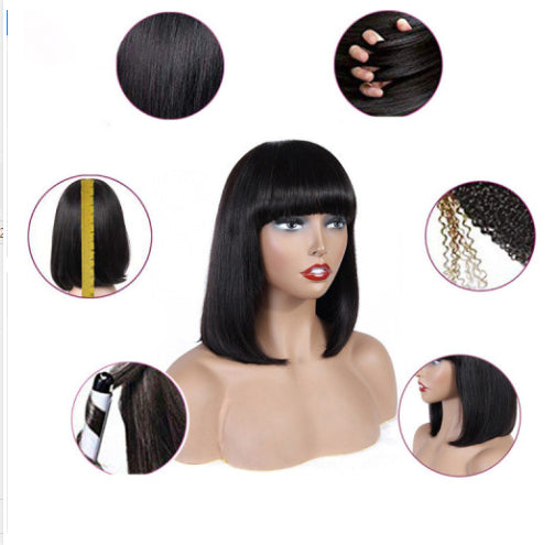 Cheveux humains Bob Wig Headgear Woven Top Coeur est naturel et réaliste