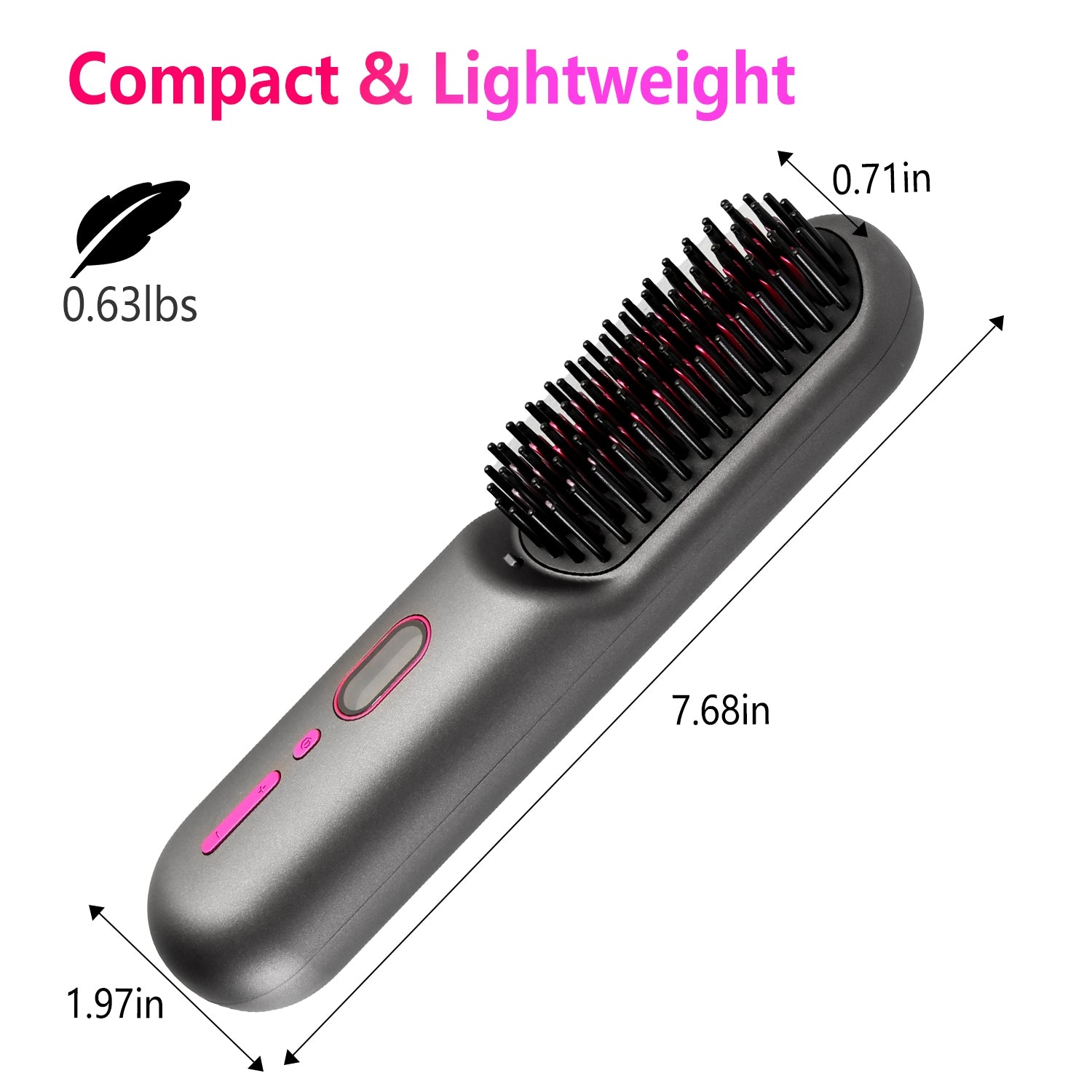 Options Gris-Noir -- 1Pc sans fil Négatif brosse de lisseur de cheveux Ion rechargeable Mini
