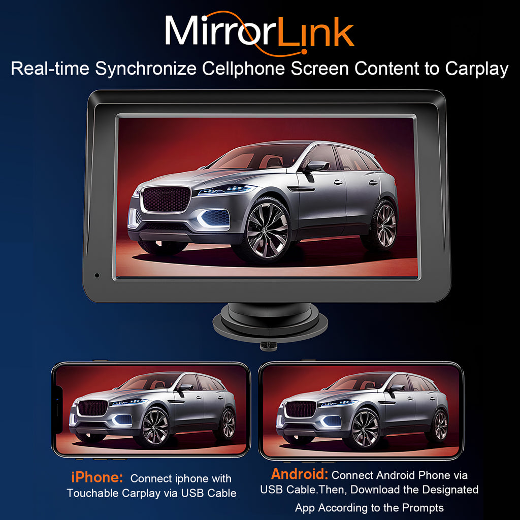Voiture portable stéréo sans fil CarPlay et Android Auto