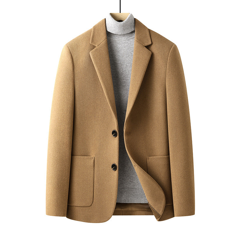 Automne et hiver Couleur solide Laine courte Woolen costume homme