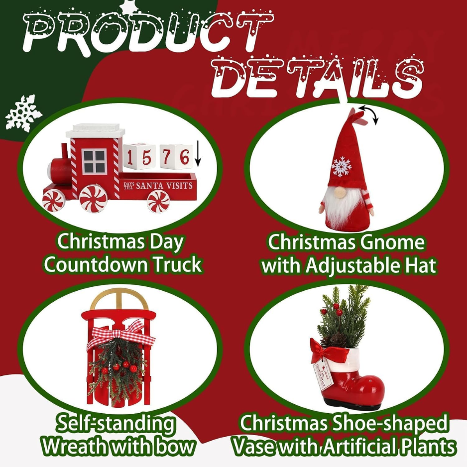 Décorations de Noël pour le bureau à domicile 8 PCS Set de décor à niveaux