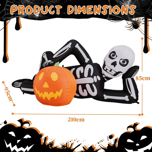 Décor gonflable d'Halloween 7ft avec squelette couché