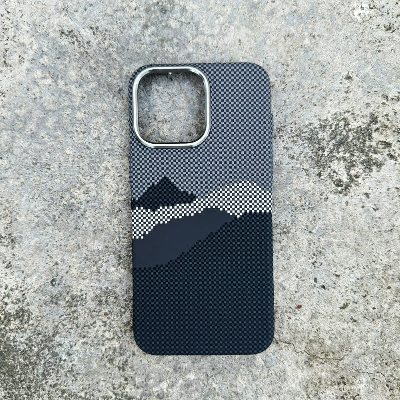 Case de téléphone Kevlar Carbon Fibre motif aspiration magnétique
