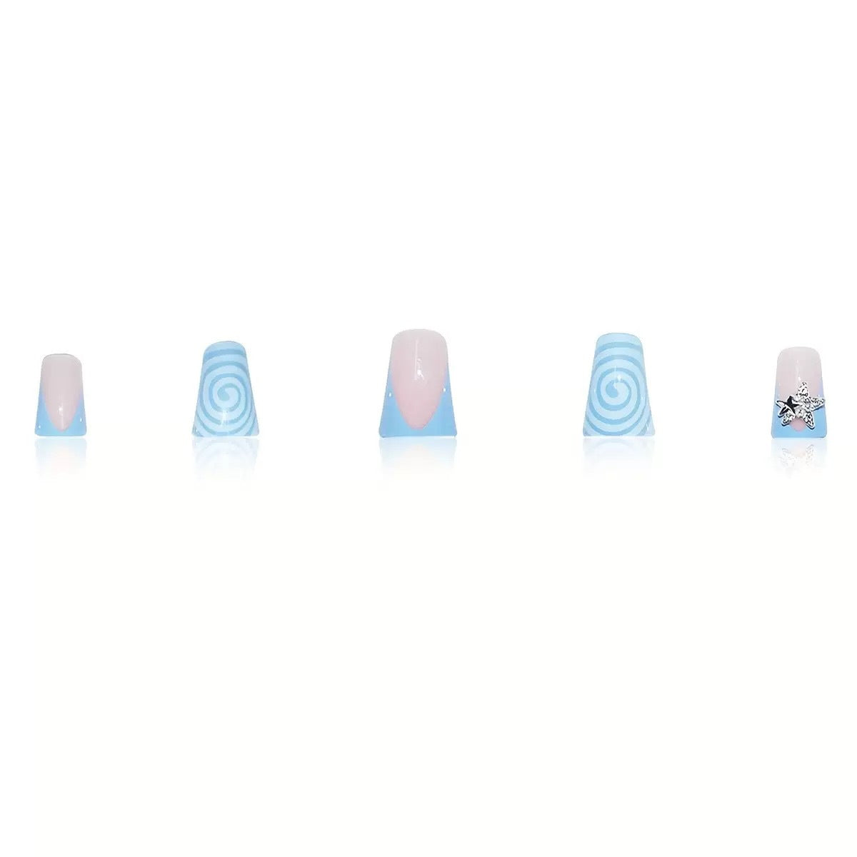 Water Drop Rhinestone Textured Short Press On Nails