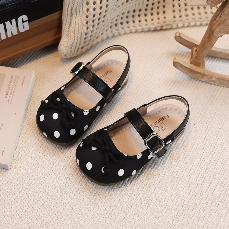 Été Fée Style Bébé Filles Fermé Toe Ballet Sandales Bow Polka Dot Vintage Mary Jane Sh