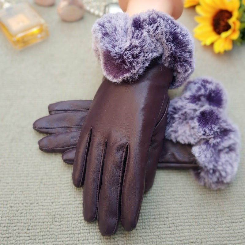 Gants d'écran tactile en cuir fashionable pour femmes avec un grand pantalon U-Shape
