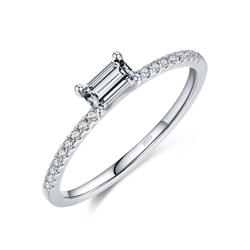 S925 Argent Sterling All-Match Simple Coréen Trendy Micro-Inlaid Index Finger Ring Mode