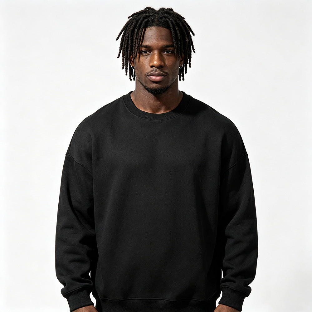 Veste de sweat-shirt à col d'équipage extra épais doublée de polaire